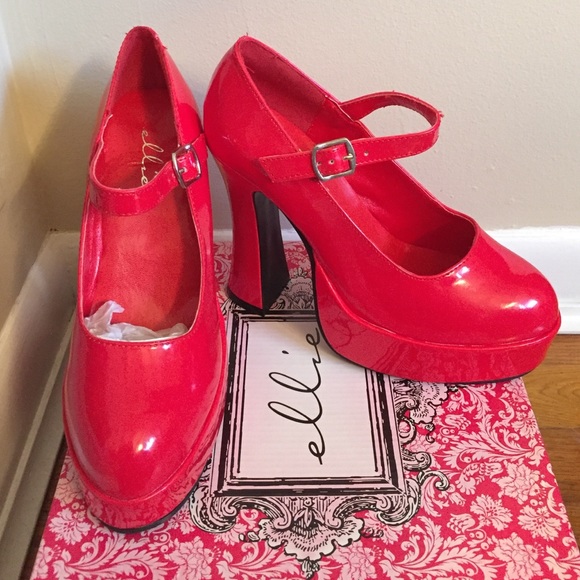 Ellie Red Mary Jane Platforms