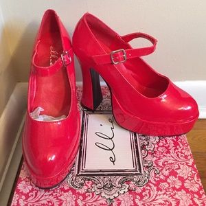 Ellie Red Mary Jane Platforms