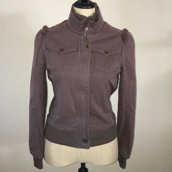 Billabong Brown Zipper Pinstripe Jacket Size Large