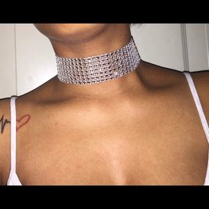 7 Row Silver Bling Choker necklace