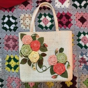 Vintage Velvety Rose Handbag by JR Florida, USA.