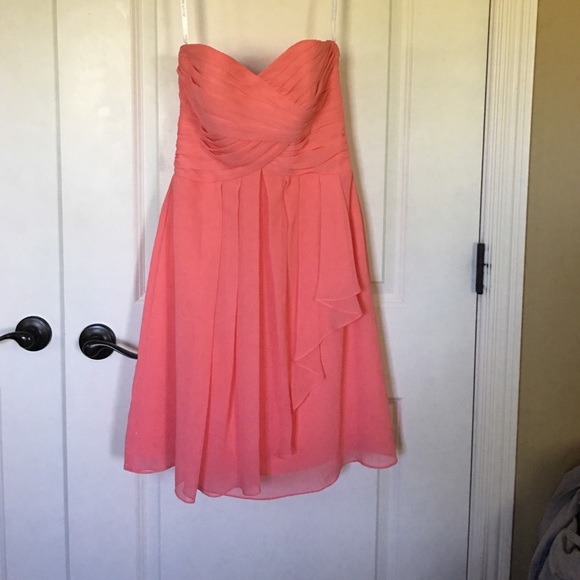 David Bridal coral strapless dress