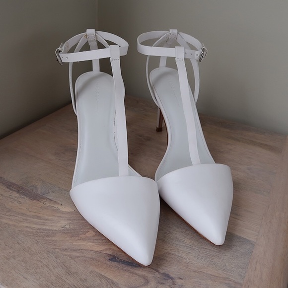 Zara Laminated High-Heel Sandals with Ankle Straps