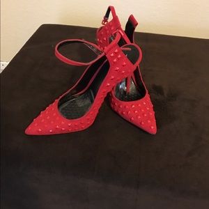 Red Aldo ankle strapped heel
