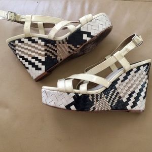 Cole Haan patent leather lattice wedges