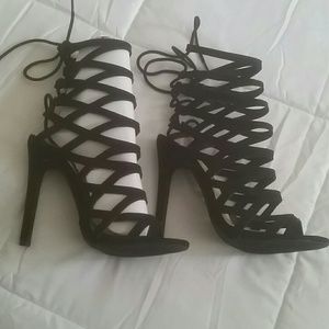 Black cut out heels