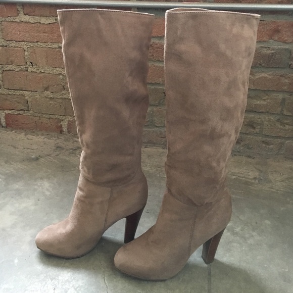 Faux suede knee boots