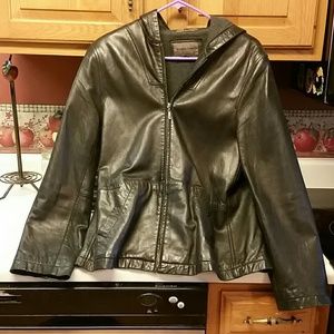 Women's Hooded Leather coat