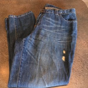 Straight leg distressed jeans