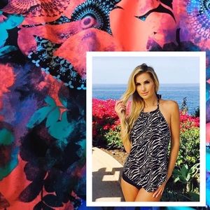Plus Size Fauxkini tummy control wire bra swimsuit