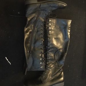 Knee high combat boots