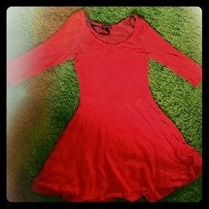 Red Lace 3/4 sleeves Fit&flair dress