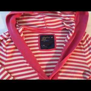 AE pink stripped hoodie, Large