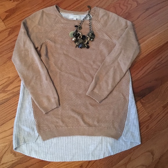 LOFT hi-lo Sweater (gray/tan)