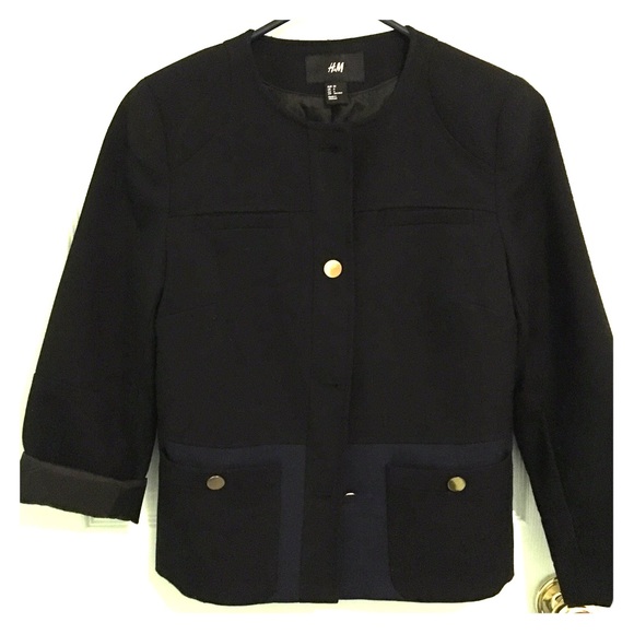 H&M Two-Tone Collarless Blazer