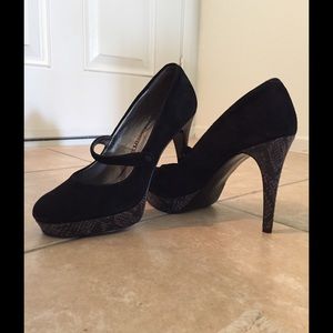 Black suede platforms