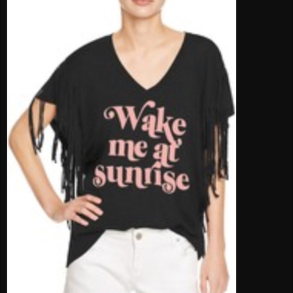 Wildfox Tops - Wildfox Walk Me At Sunrise Fringe Tee.