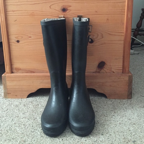 Black rain boots