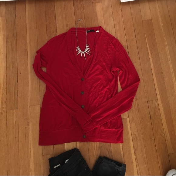 Red oversized urban outfitters cardigan