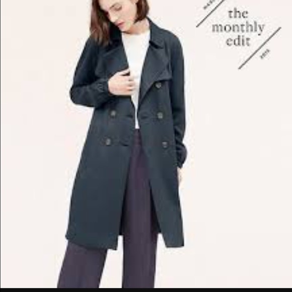 NWT Ann Taylor LOFT Navy Drapey Trench
