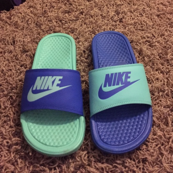 blue nike slides womens