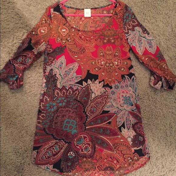 3/4 sleeve printed dress