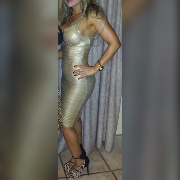 Gold bandage dress