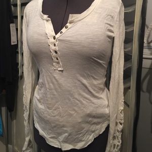 Free people Crochet Cuff Henley