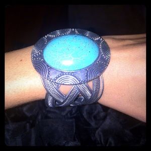 Silver and turquoise bangle bracelet