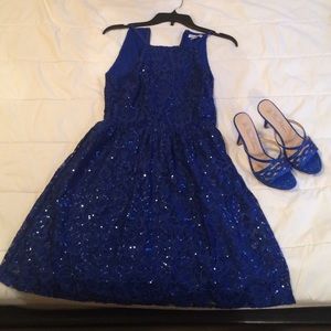 Formal dress Sparkly royal blue w/ matching shoes