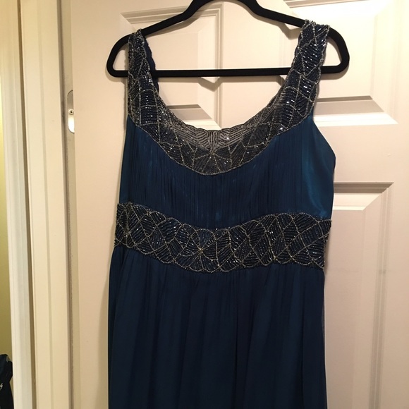 Navy/Dark Teal beaded formal dress