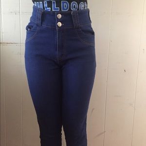 Designer blue high waisted skinny jeans