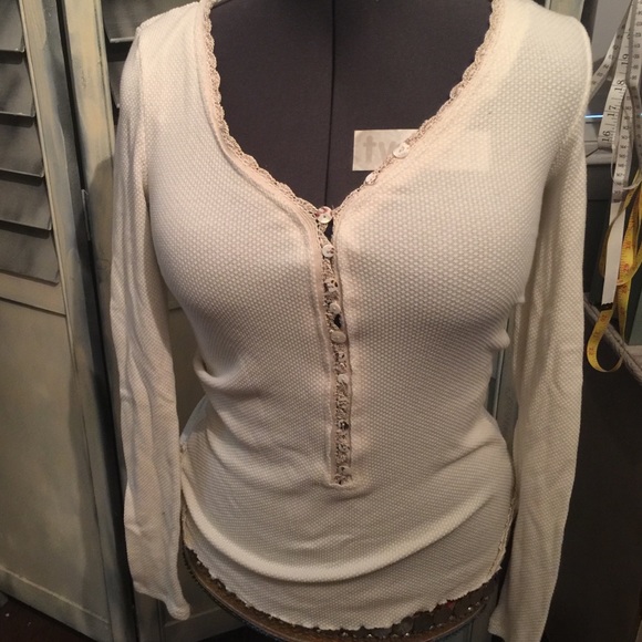 Free People TWILIGHT THERMAL HENLEY IVORY