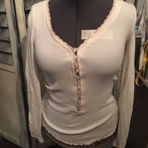 Free People TWILIGHT THERMAL HENLEY IVORY