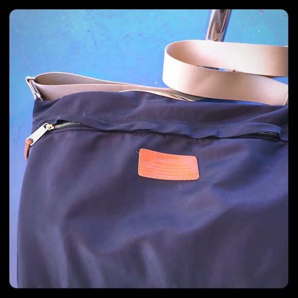 Jack Spade leather/ polyester bag, 2 zip pockets