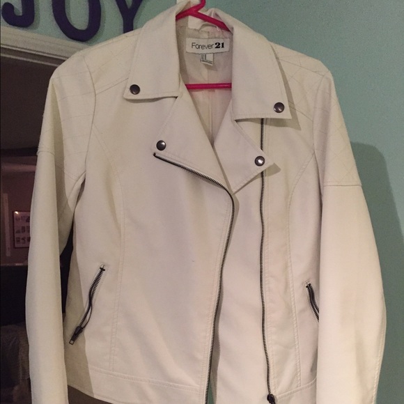 White faux leather jacket