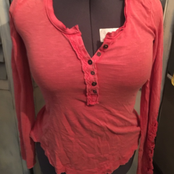 Free people Crochet Cuff Henley