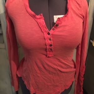 Free people Crochet Cuff Henley