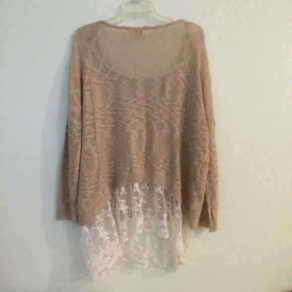Anthropology lace trim sweater