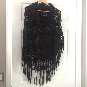 Black knit poncho