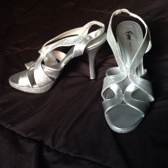 Silver and sparkled heels