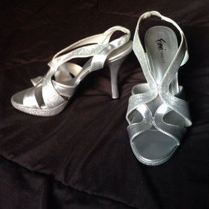 Silver and sparkled heels