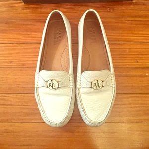 Gently worn Ralph Lauren White Loafers Size 8