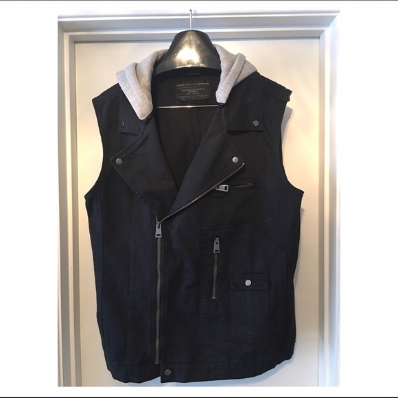 Zara Denim Vest with Hoodie