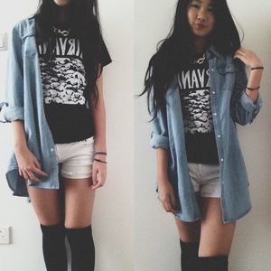 brandy melville denim button up shirt