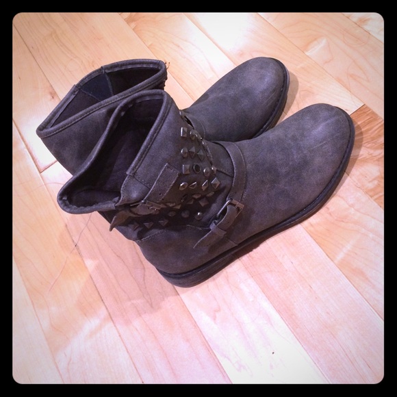 Grey studded boots