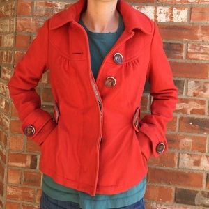 Red Anthropologie Peacoat