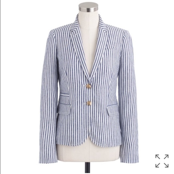 J Crew schoolboy blazer in striped linen size 0