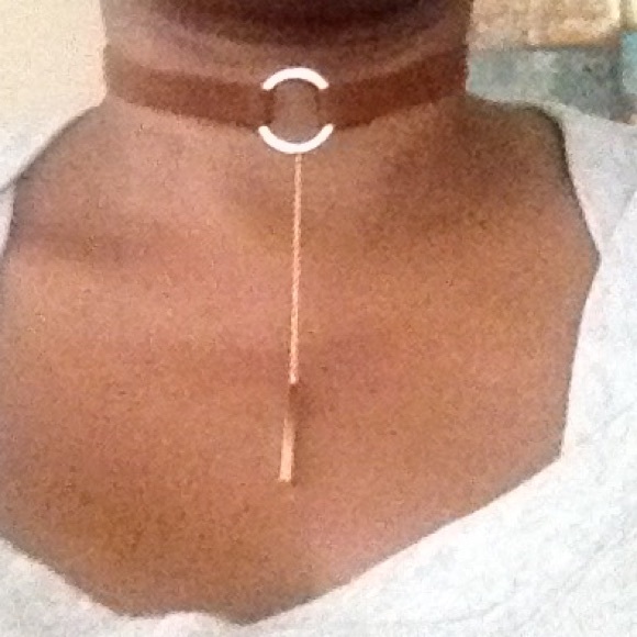 Brown choker with gold accents