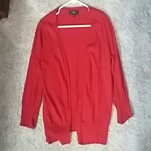 Red cardigan